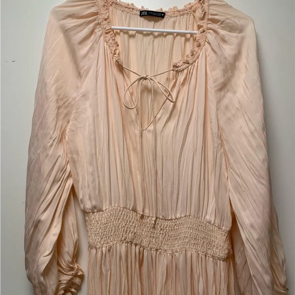 Zara Peach Long Sleeve Maxi Dress